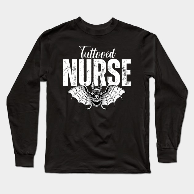 Tattooed Nurse with Bat & Skull Long Sleeve T-Shirt by jackofdreams22